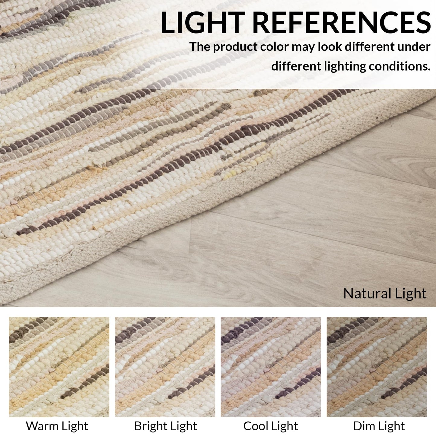 HOMEMONDE Beige Chindi Rug 3'x5' Recycled Soft Cotton Rag Rug Hand Crafted Reversible Boho Decor for Bedroom, Living Room, Kitchen, Entyrway