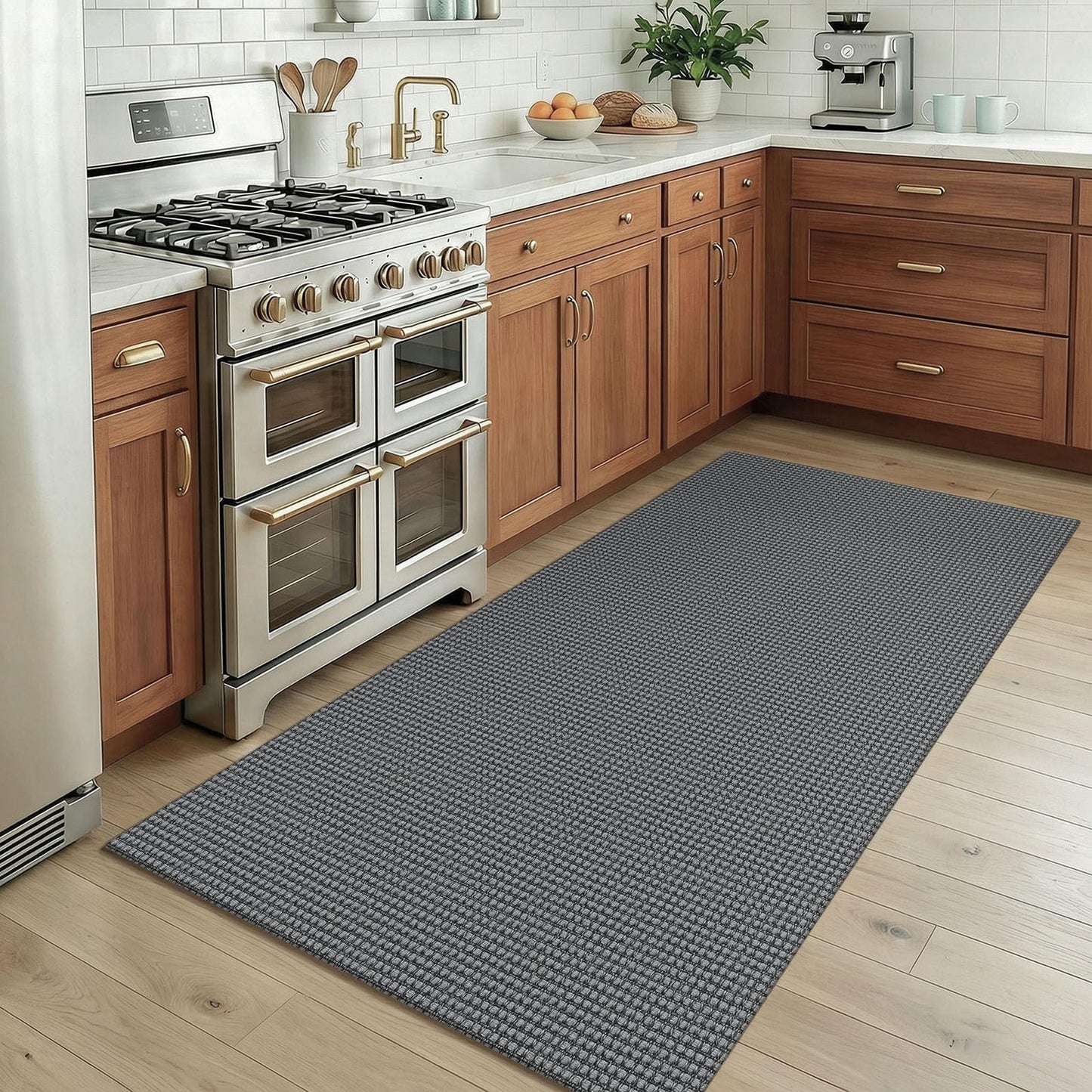 KOZYFLY Rugs for Entryway 3x5 ft Washable Area Rug Non Slip Rubber Backed Entry Rug Woven Indoor Door Mat Cotton Kitchen Rugs Floor Carpet for Entryway, Foyer, Backdoor, Grey/Dark Grey