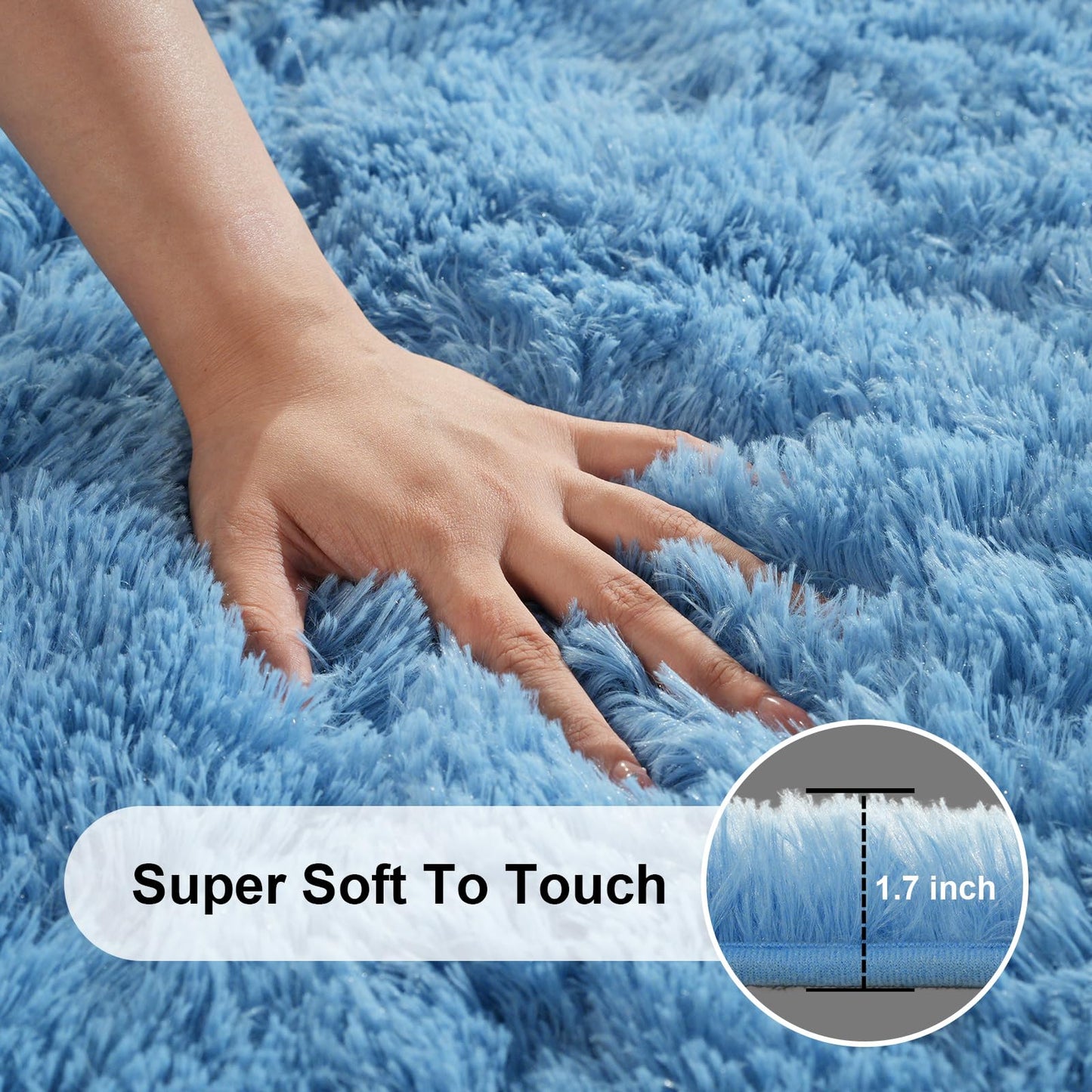 Ehayx 5x7 Area Rugs for Living Room, Large Fluffy Blue Rugs for Bedroom, Fuzzy Shag Soft Non-Slip Carpet for Kids Girls and Boys Nursery Dorm Indoor Room Home Decor (5ft X 7ft)