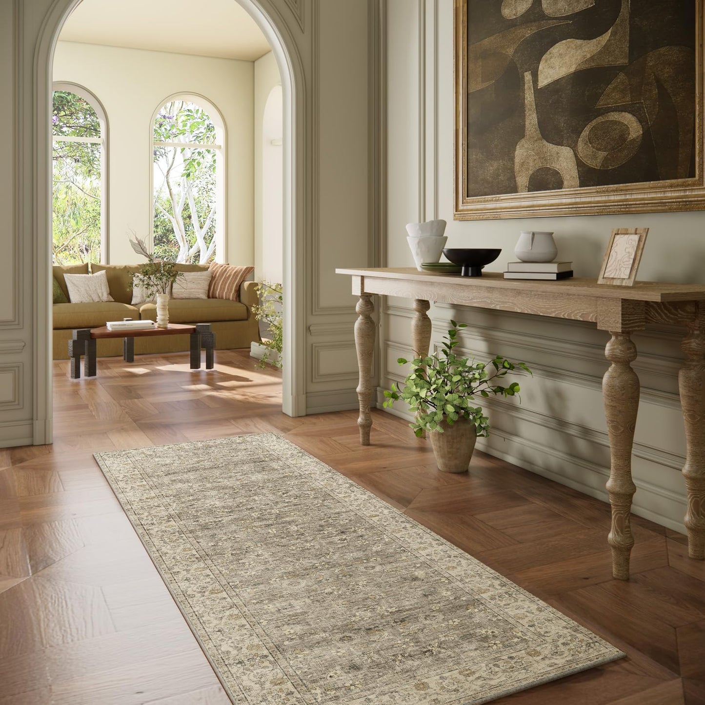 Washable Kitchen Rug Runners for Hallways: 2'x6' Bedroom Runner Rug Non Slip Low-Pile Stain Resistant Soft Indoor Floor Carpet Runner for Indoor Entryway Hallways Kitchen Laundry Room Farmhouse