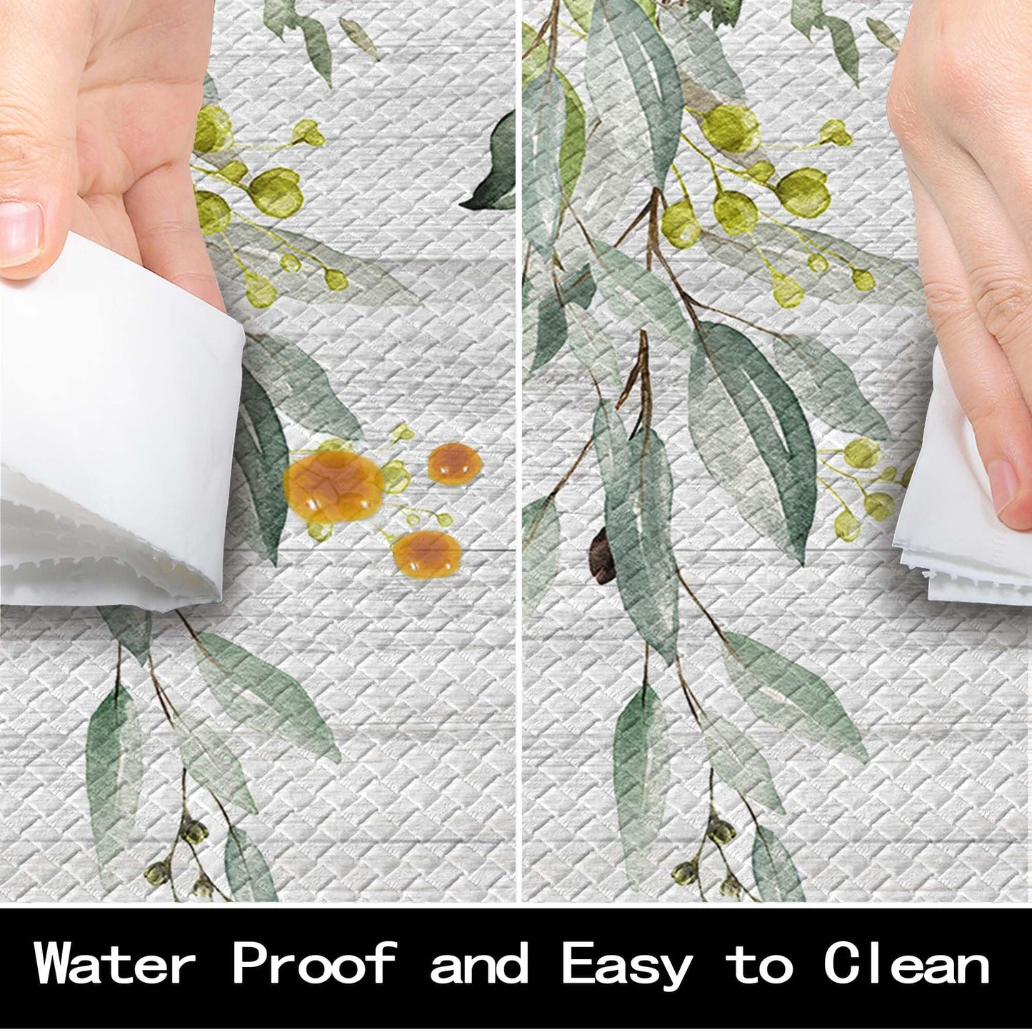 Zussun Kitchen Rug Mats for Floor Cushioned Anti Fatigue Green Eucalyptus Kitchen Rugs Sets of 2 Farmhouse Non Slip Waterproof Comfort Memory Foam Standing Floor Mat for Office Laundry Sink Desk