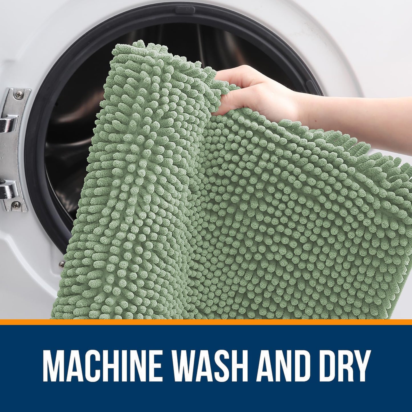 OLANLY Bathroom Rugs 30x20, Extra Soft Absorbent Chenille Bath Rugs, Rubber Backing Quick Dry, Machine Washable Bath Mats for Bathroom Floor, Tub and Shower, Home Decor Accessories, Sage Green