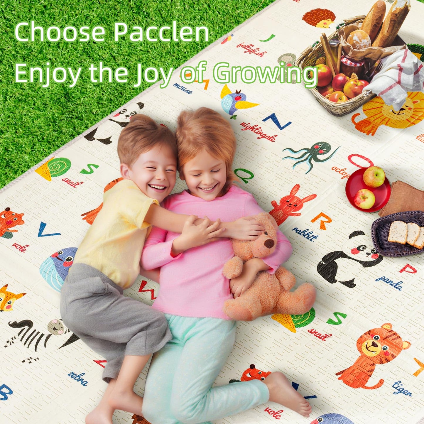 Pacclen Foldable Soft Foam Play Mat, Baby Play Mat (Animal Wonderland)