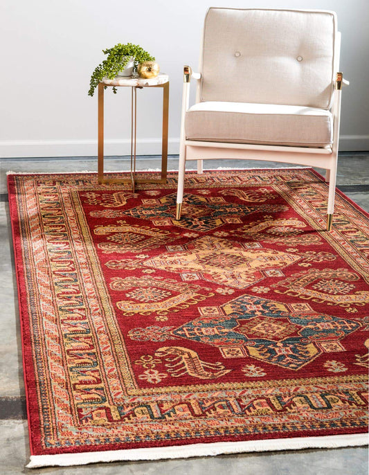 Unique Loom Sahand Collection Traditional Geometric Classic Red Area Rug (5' 0 x 8' 0)