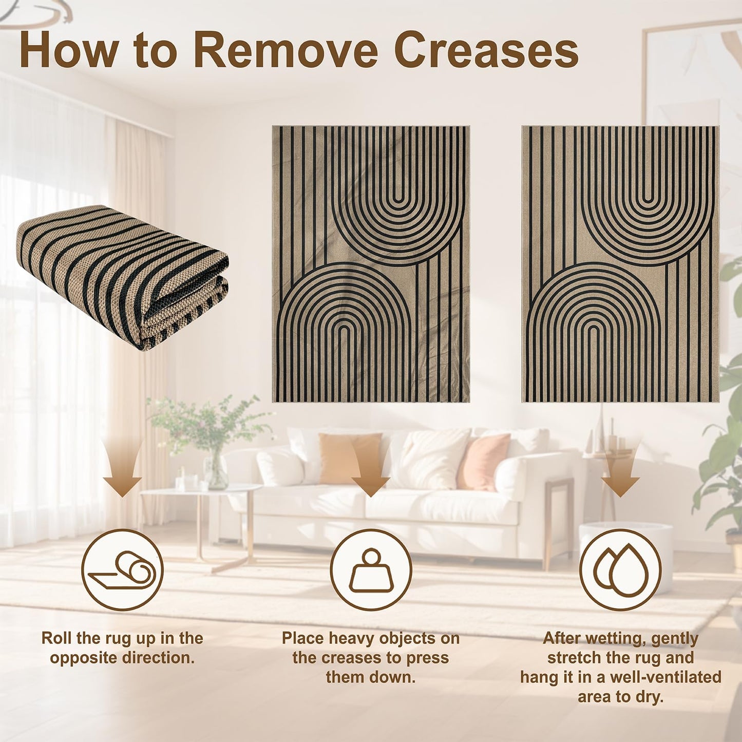 VSIWB Easy Jute Rugs for Entryway, 3' x 5' Indoor Outdoor Rug, Black Farmhouse Washable Ultra-Thin Non-Slip Area Rug for Foyer, Backdoor, Living Room, Kitchen, Bedroom, Balcony