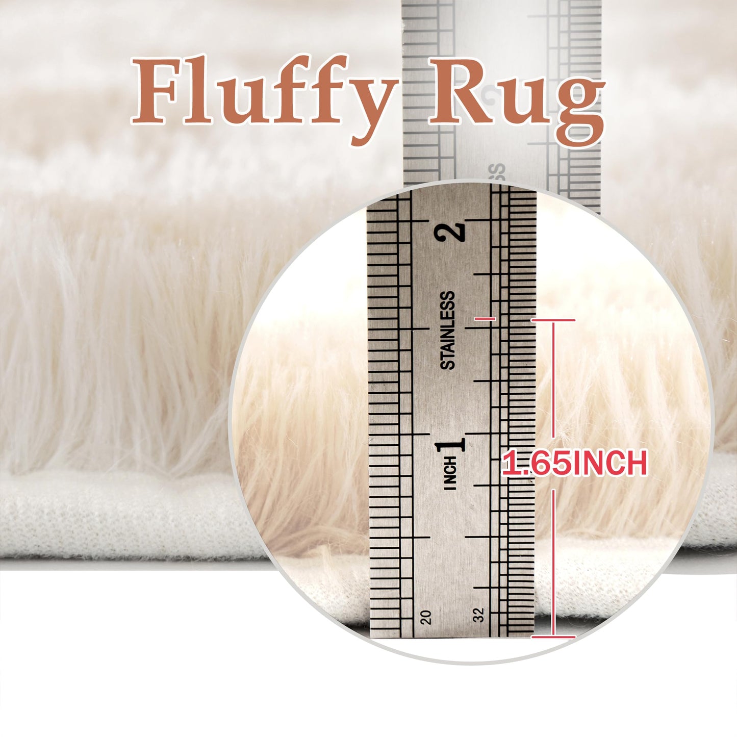 PureCozy Checkered Rug 8x10 Fluffy Shag Living Room Beige Area Rug Modern Washable Carpet Soft Shaggy Non Slip Indoor Plush Fuzzy Rugs for Bedroom Dorm Office Home Aesthetic Decor