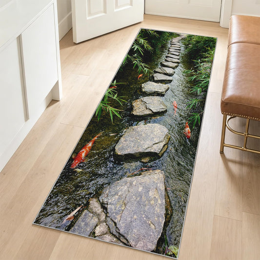 Optical Illusion Hallway Runner Stone Road 2.6x8 Runner Rug