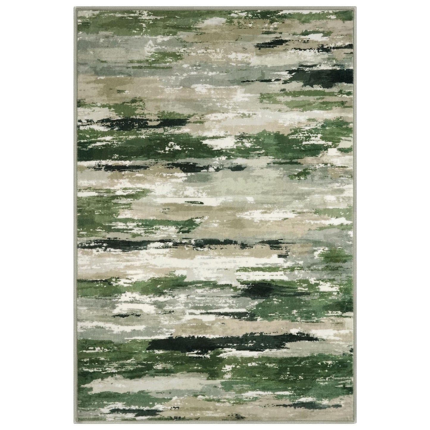 SILOLOOM Washable Entryway Rug Small Abstract Area Rug 2x3, Non-Slip Kitchen Rugs Soft Thin Indoor Door Mat, Printed Faux Wool Throw Rugs Floor Carpet for Bedroom Entry Front Door Sink, Green