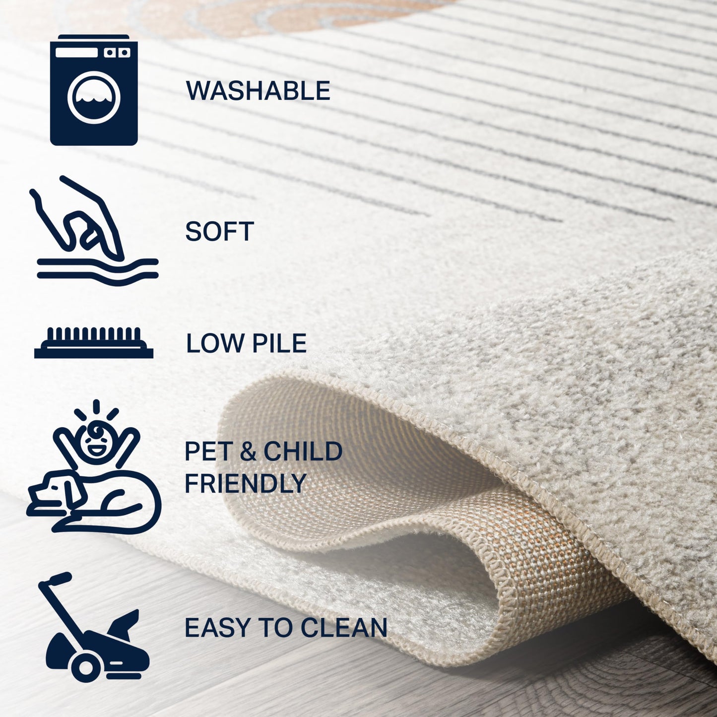 JONATHAN Y Machine Washable Cream/Terra Indoor Area Rug 4X6 ft, Kallax Geometric Modern Low-Pile for Living Room, Bedroom, Kitchen, Office, Easy-Cleaning, Pet-Friendly, Non-Shedding WSH311A-4