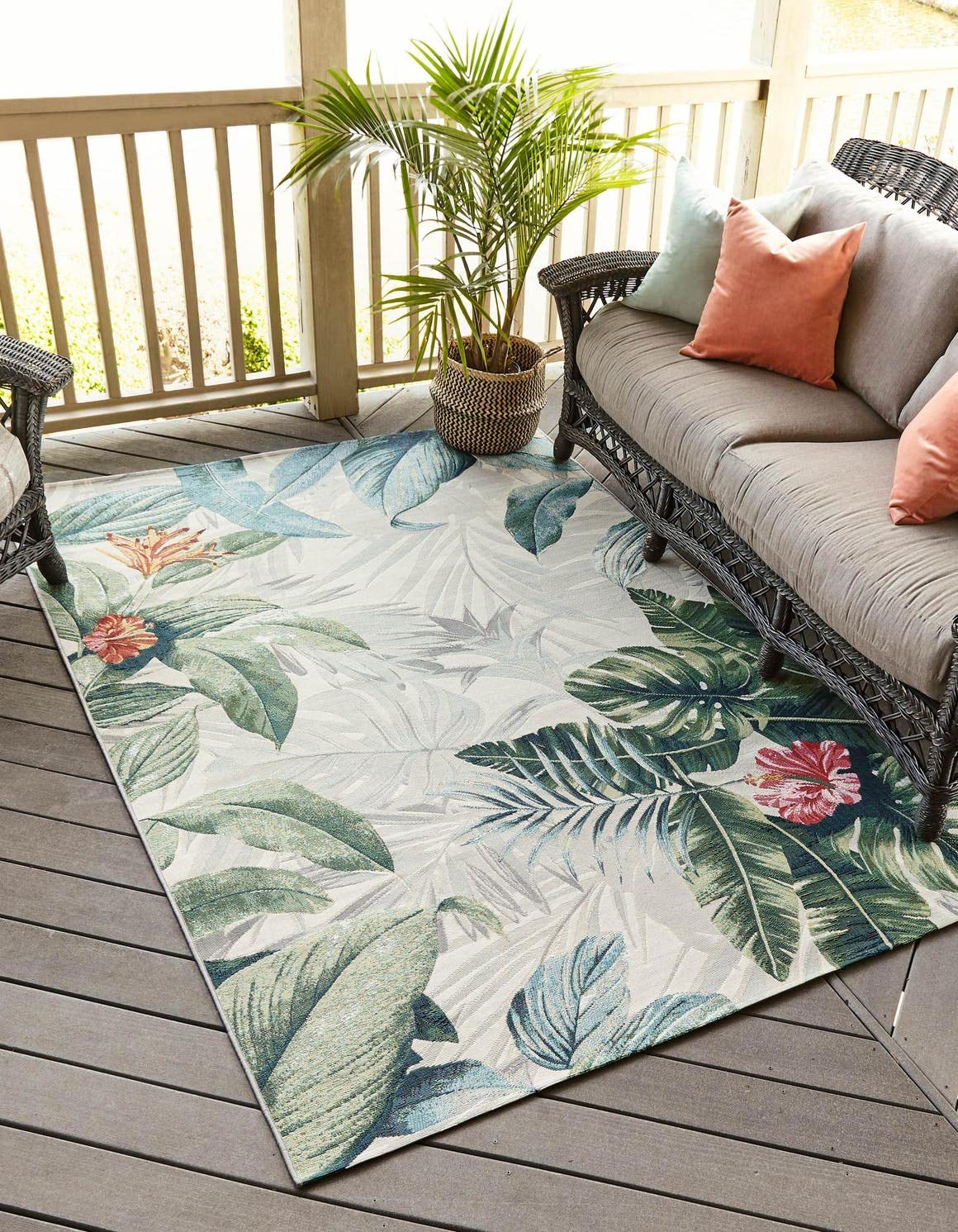 Unique Loom Outdoor Botanical Collection Area Rug - Kula (3' 3" x 5' 3" Rectangle, Multi/ Gray)