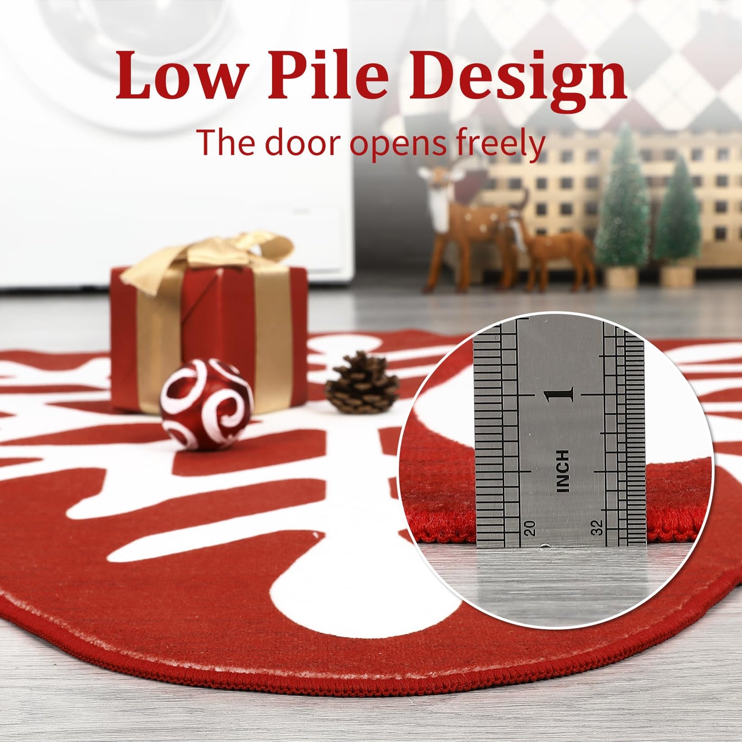 GarveeHome Christmas Round Rug Washable Area Rugs 3ft Circle Rug for Living Room Non Slip Soft Non Shedding Throw Rugs Low Pile Stain Resistant Room Decor Carpet for Dining Room Snowflake 3 ft x3'