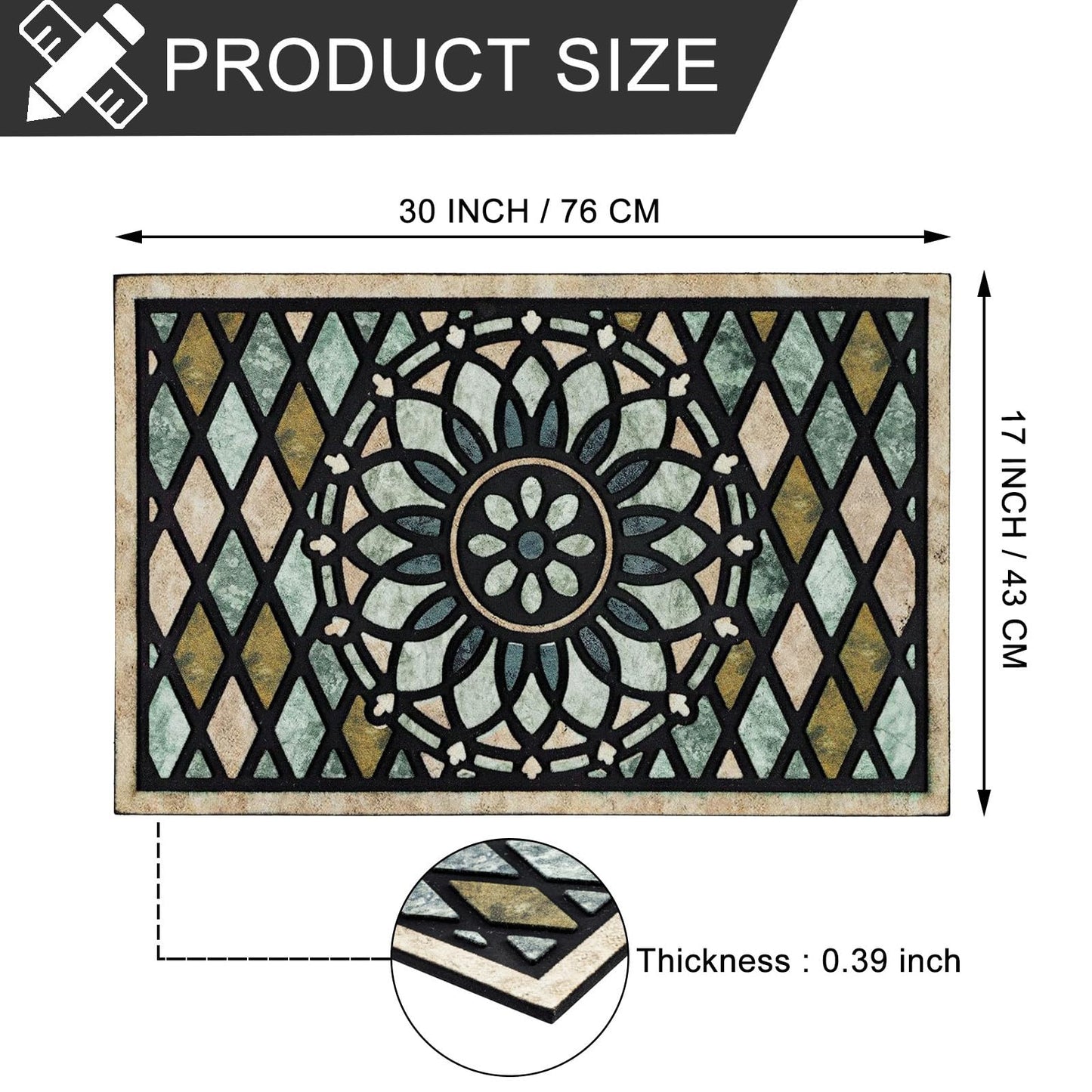 CHICHIC Welcome Door Mat 17x 30 Inch Front Doormat Outdoors for Home Entrance Outdoors Mat for Outside Entry Way Doormat Entry Rugs, Heavy Duty Non Slip Rubber Back Low Profile, Flower