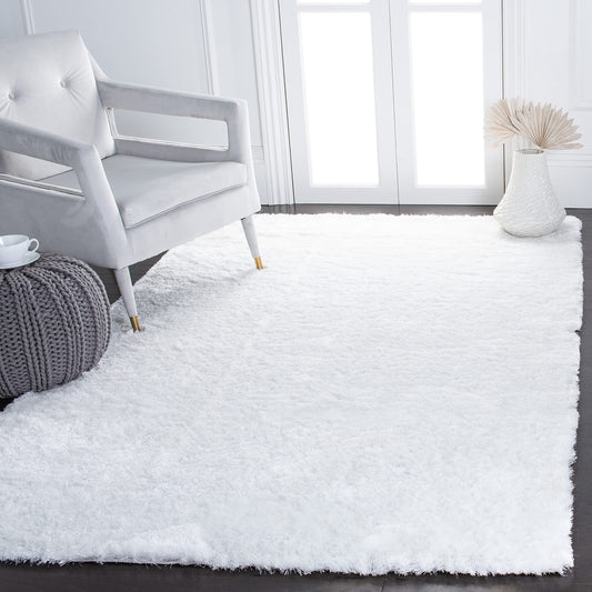 SAFAVIEH Paris Shag Collection Accent Rug - 4' x 6', Ivory, Handmade Hollywood Glam Silky Flowing, 2-inch Thick Ideal for High Traffic Areas in Entryway, Living Room, Bedroom (SG512A)