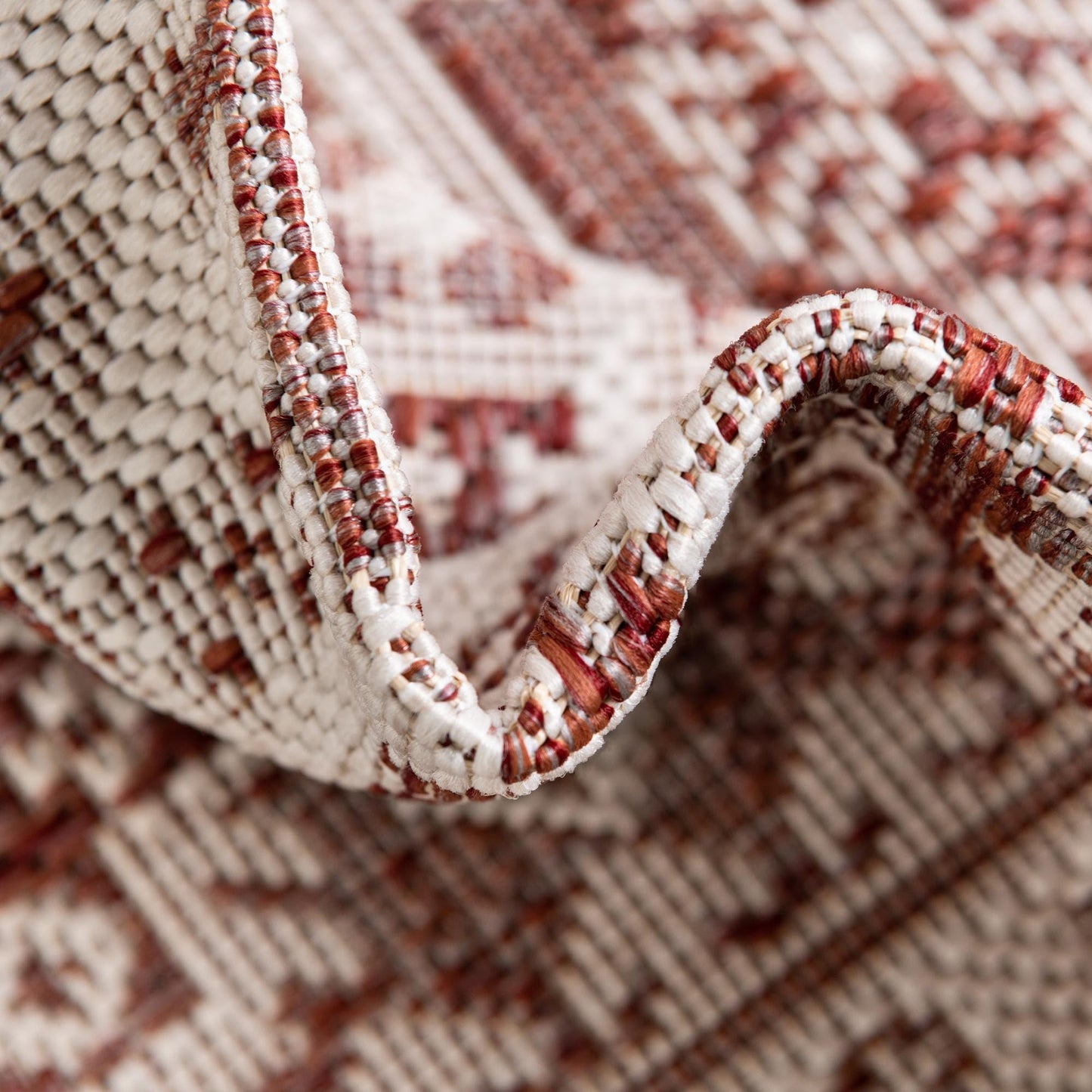 Rugs.com - Outdoor Aztec Rug – 3 Ft Round Rust Red Easy-Clean Indoor/Outdoor Rug – Weather Resistant for Patios, Decks, and Porches