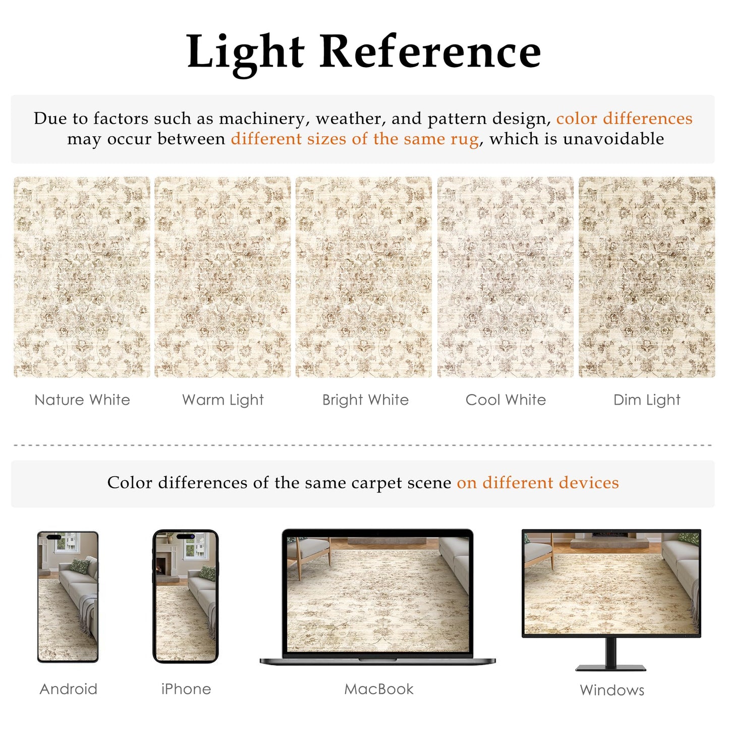 WondRg 10x14 Neutral Area Rug Beige Vintage Living Room Bedroom Washable Carpet Non-Slip Soft Low Pile Farmhouse Indoor Large Throw Rug for Dining Room Office