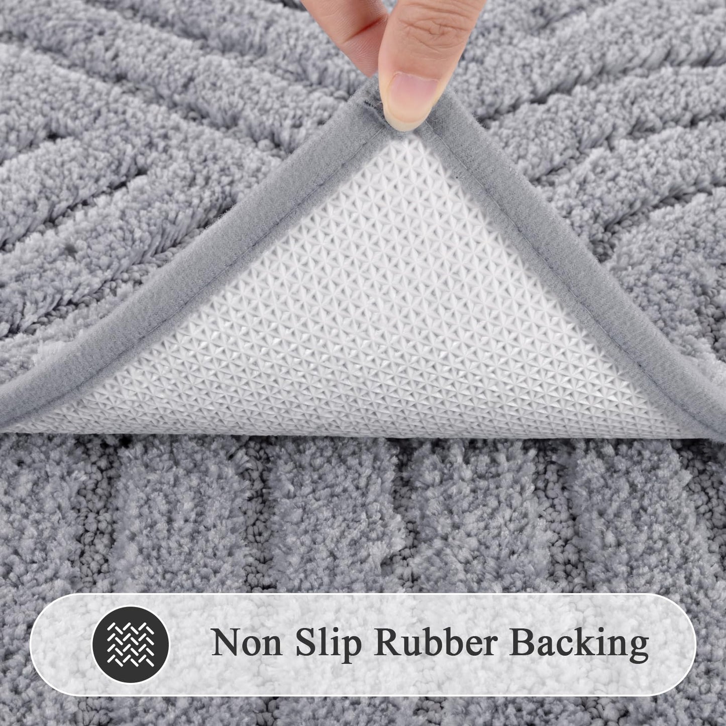 SHACOS Super Soft Bathroom Runner Rugs 24"x60" Non Slip Boho Bath Rugs Microfiber Absorbent Bath Mats for Bath Room Floor Machine Washable Shaggy Carpet for Shower Bathtub, Light Grey 2' x 5'