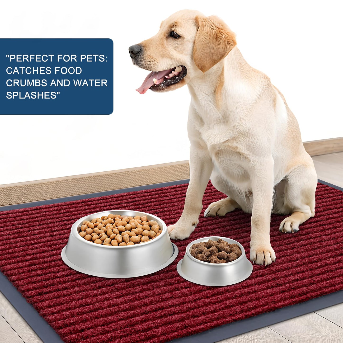 OLANLY Front Door Mat Indoor Outdoor Entrance, Waterproof Heavy Duty Doormat, Fade Resistant, Low Profile, Easy Clean Patio Porch Welcome Floor Mats for Entry, 29.5x17, Wine Red