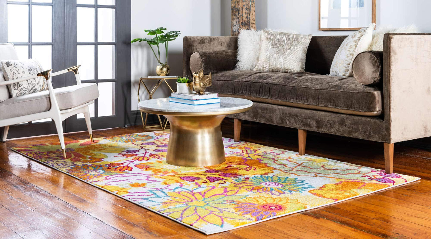 Unique Loom Lyon Collection Area Rug - Kennedy (6' 1" x 9' Rectangle, Ivory/ Green)