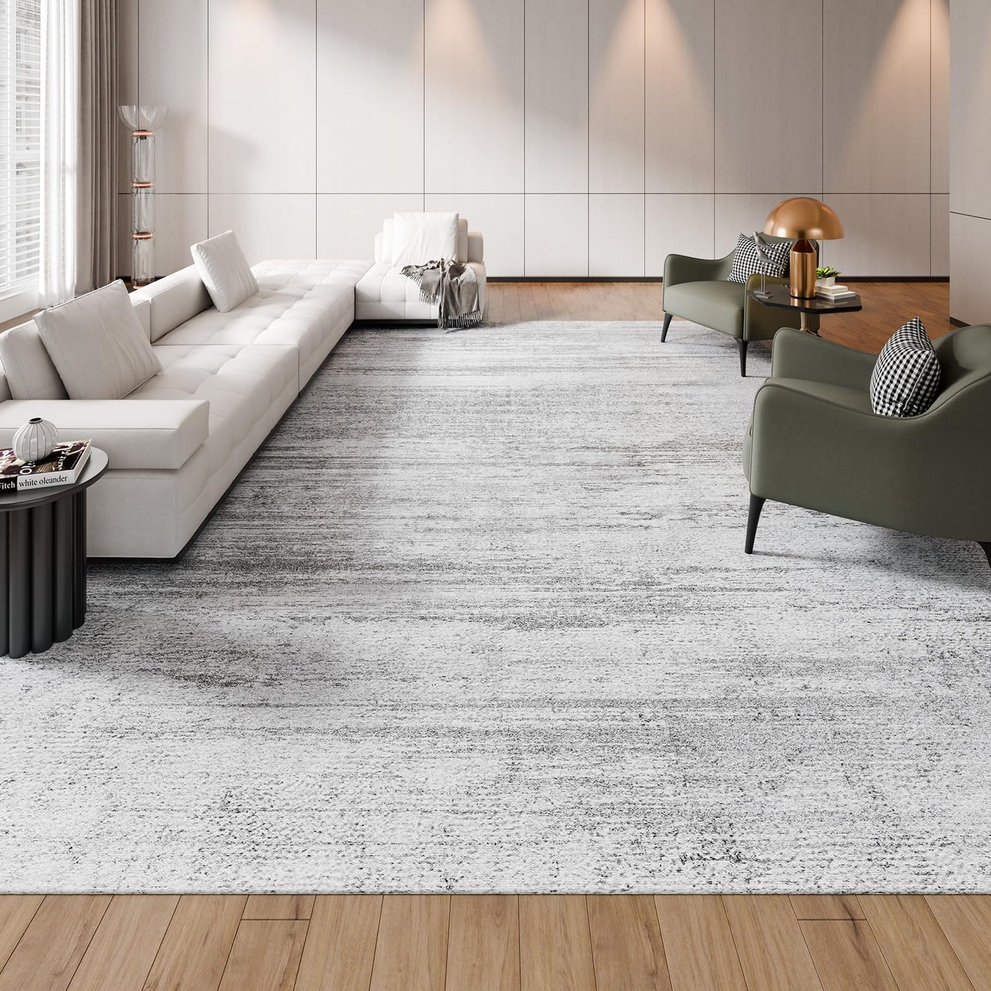 VEVOR 10 x 14 ft Area Rug Large Washable Rug Non-Slip and Tear-Resistant Soft Carpet Pet & Child Friendly Modern Area Rugs Indoor Mat for Bedroom Office Living Room Kids Room Entryway Gray