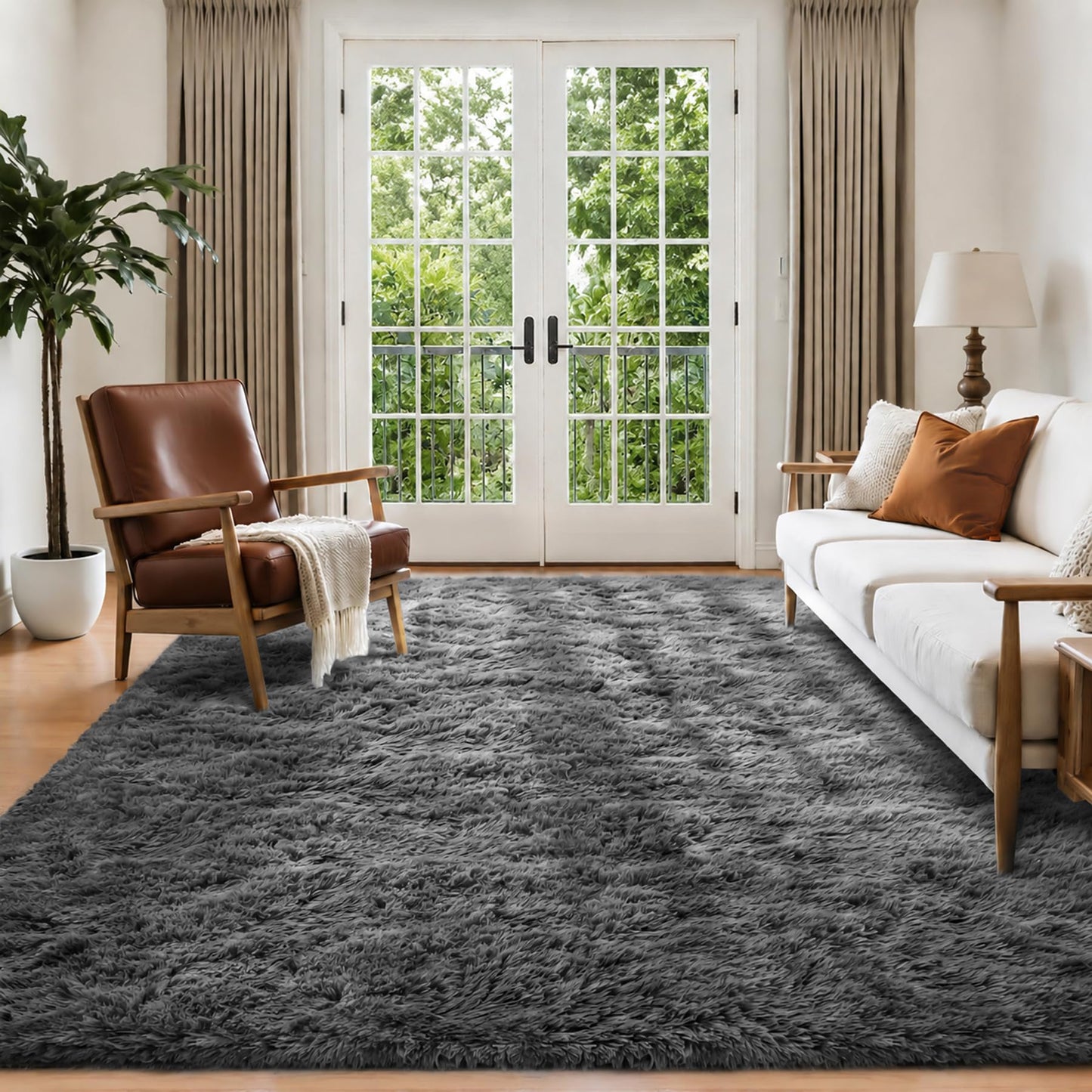 6x9 Area Rug for Living Room: Ultra Soft Fluffy Rug Modern Large Thicked Shag Rug for Bedroom Non Slip Indoor Fuzzy Carpets for Girls Kids Room Nursery Dorm Home Decor Grey