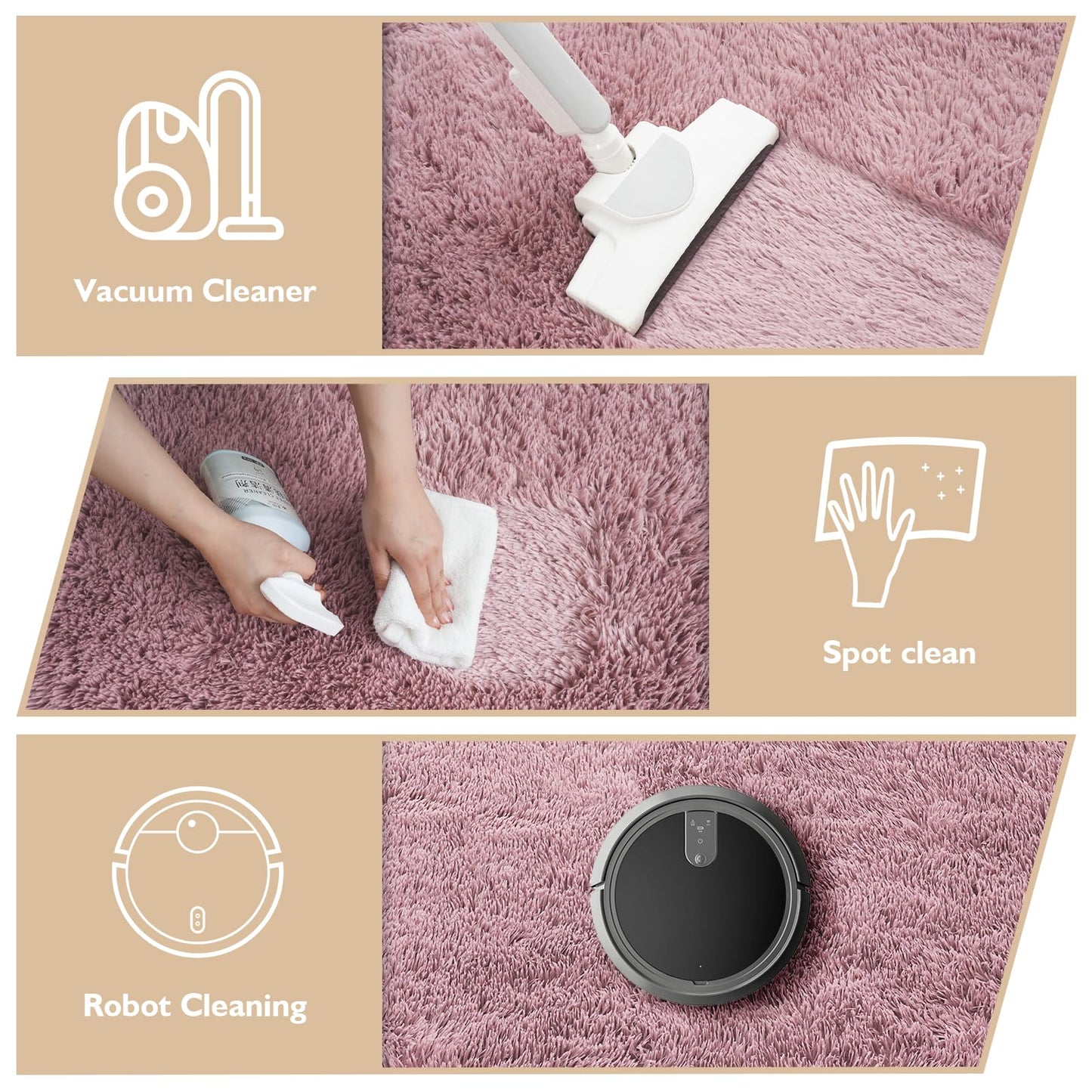 Shag Area Rug for Bedroom 3x5,Blush Fluffy Area Rugs for Living Room,Soft Fuzzy Rug Non-Shedding Indoor Plush Carpet for Kids Bedroom Nursery Dorm Home Decor