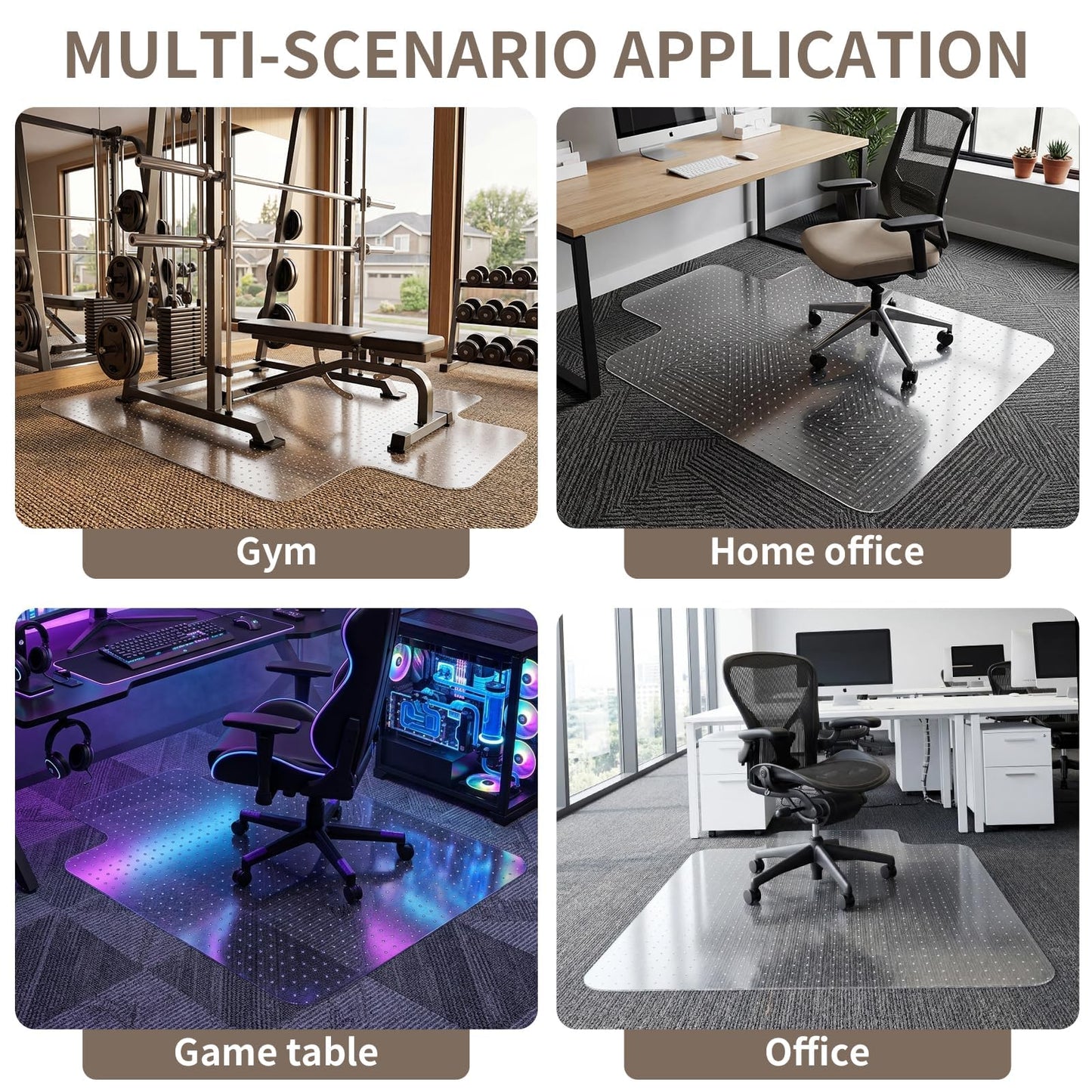 Office Chair Mat for Low Pile Carpeted Floors with Lip, 36" x 48" Plastic Floor mat for Desk Chair on Carpet,Easy Glide Carpet Protector Mat for Computer Chairs,Rolling Chairs,Home,Office Non-Slip