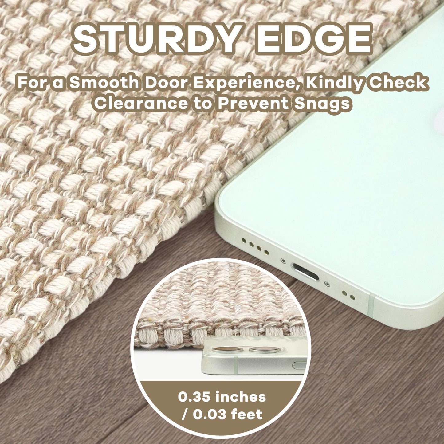 EARTHALL Woven Area Rug 4x6 Ft Washable Rugs for Entryway Non Slip Braided Throw Rugs Bedroom Carpet Cotton Entry Rug Cotton Floor Carpets for Bedroom Dining Room Living Room, Beige/Ivory