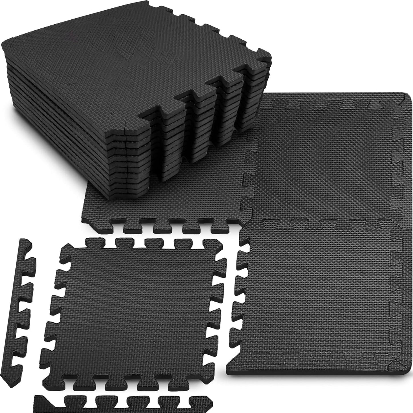 20 pcs Gym Mats, High-Density EVA Foam Floor Mats, 12.6'' x 12.6'' x 0.40'', with Edge Pieces, Anti-Fatigue Floor Mat