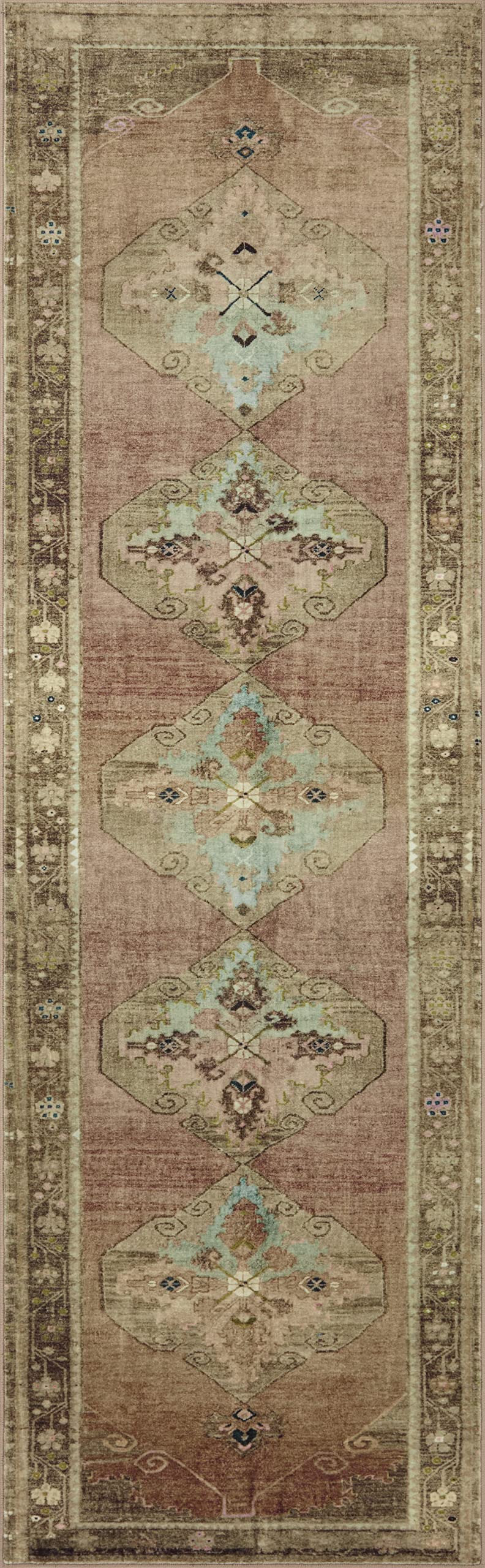 Loloi Magnolia Home by Joanna Gaines Sinclair Collection SIN-06 Clay/Tobacco 7'-6" x 9'-6", .25" Pile Height, Machine Washable, Area Rug