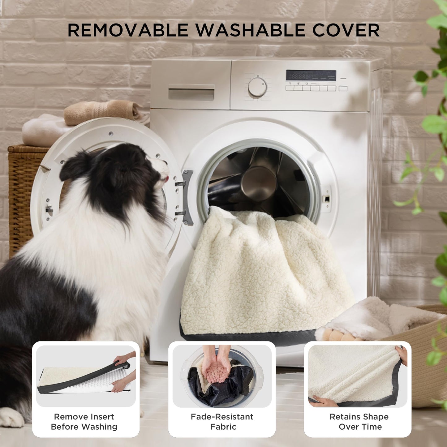 Bedsure Dog Beds Large Sized Dog - Comfy Flat Pet Beds with Removable Washable Cover, Orthopedic Egg Crate Foam Puppy Mat, Suitable for Pet Up to 65 lbs