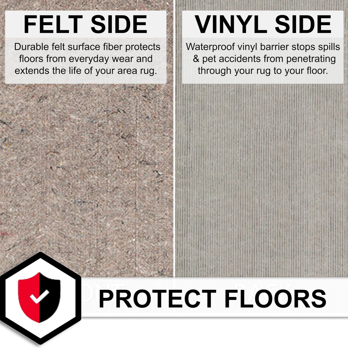 Mohawk Home Waterproof 8' x 10' Pet Friendly Non Slip Grip Rug Pad Spill Proof Reversible Felt Cushion + Rubber Gripper – Safe for All Floors