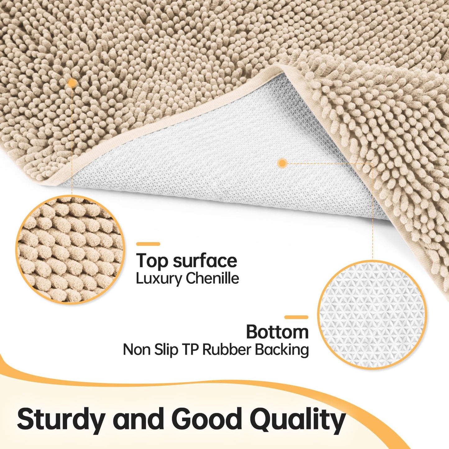 HOMEK Absorbent Dog Door Mat for Muddy Paws, 60" x 36" Chenille Indoor Mats for Entryway, Trap Dirt Front Door Mat Indoor Entrance Washable Non Slip Soft Beige