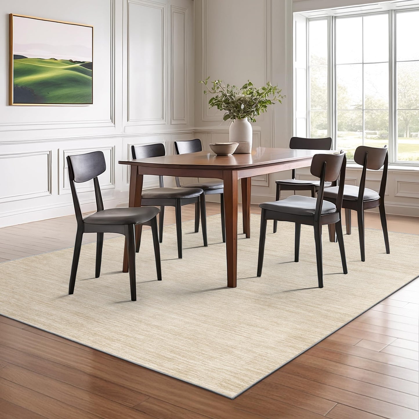 Valenrug Washable Rugs 5x7 - Non Slip 5x7 Area Rugs for Living Room, Stain Resistant Area Rugs for Bedroom, Foldable Machine Washable Area Rug(5'x7', Beige)