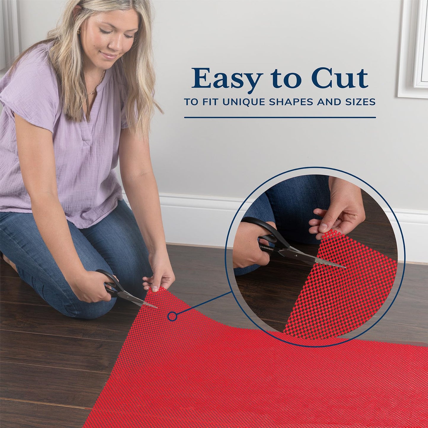 Veken 5x7 Ft Rug Pad Gripper for Hardwood Floors, Non Slip Red Rug Pads for Area Rugs, Thick Rug Grippers for Tile Floors, Under Carpet Anti Skid Mat, Keep Your Rugs Safe and in Place