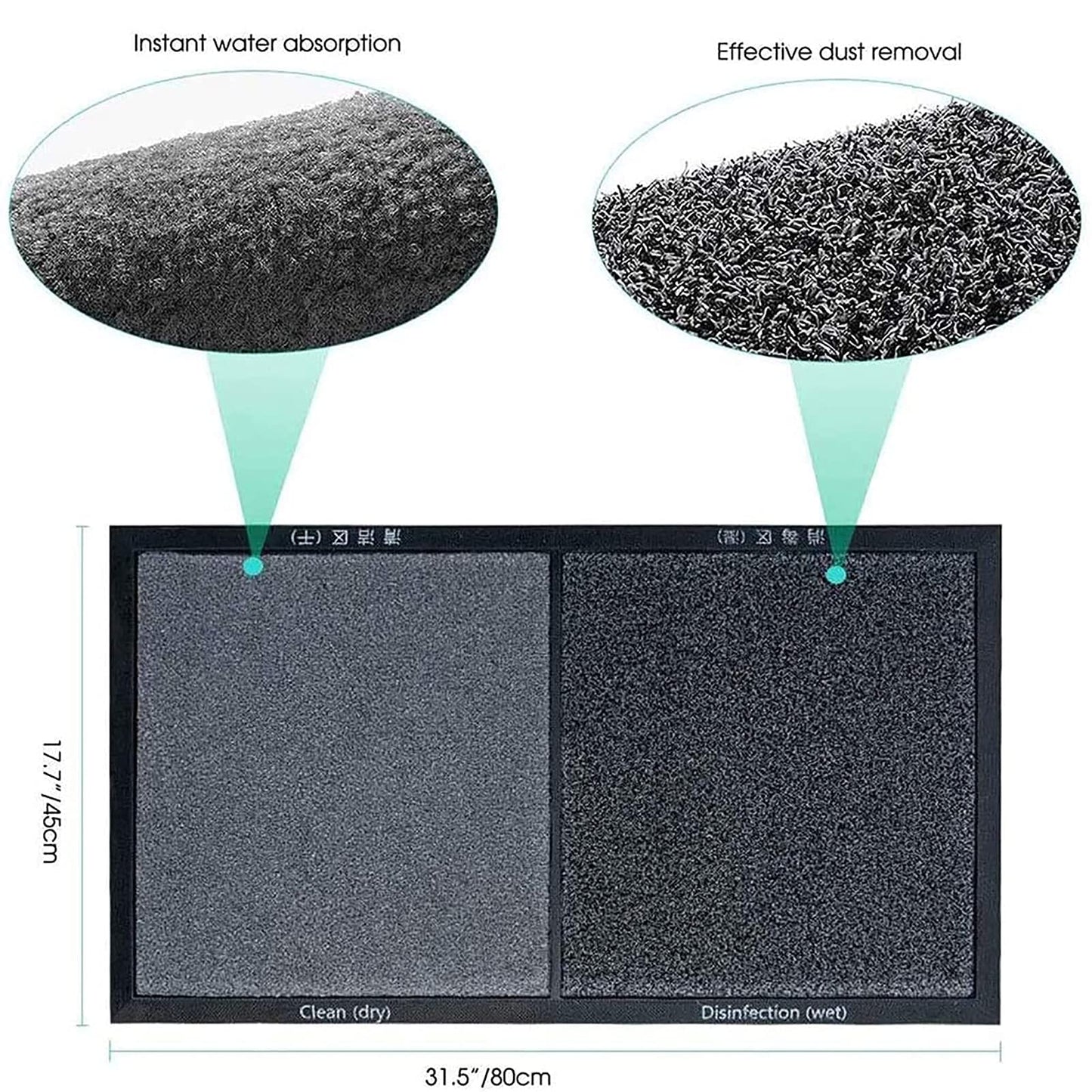 Shoe Sanitizer Mat Shoe Soles Disinfecting Floor Mat Front Door Mat Kitchen Rug Pad Outdoor Household Disinfectant Foot Pads Carpet and Door Mats for Classroom Home Office Entrance Indoor,Gray