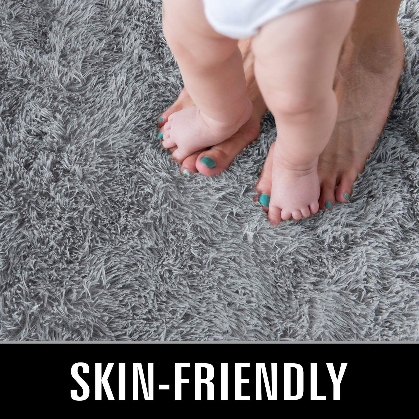 TWINNIS Super Soft Shaggy Rugs Fluffy Carpets, 6x9 Feet, Indoor Modern Plush Area Rugs for Living Room Bedroom Kids Room Nursery Home Decor, Upgrade Anti-Skid Rectangular Fuzzy Rug, Grey