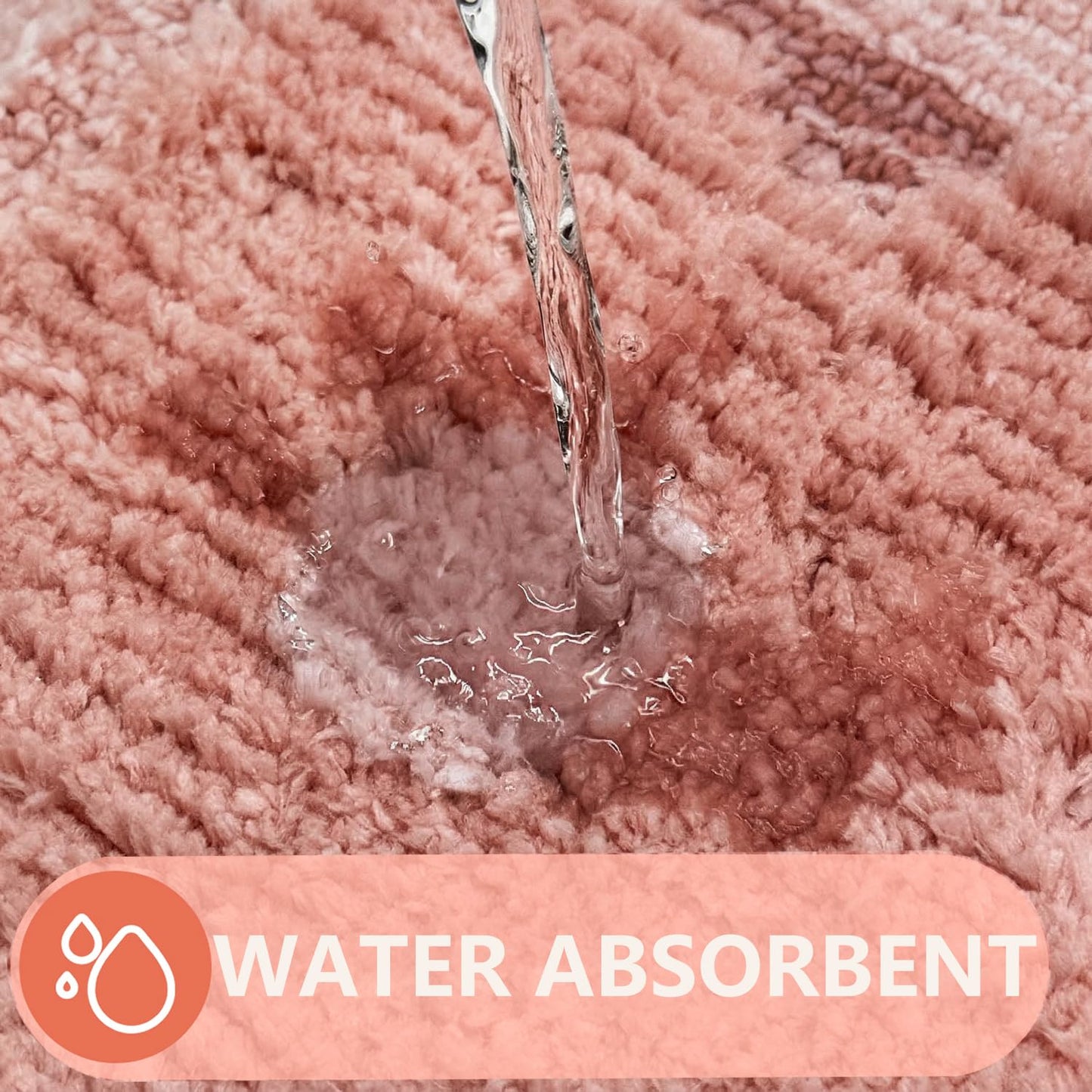 Pink Flower Bath Mat Cute Bathroom Rugs Lovely Shower Bathtub Mat Microfiber Soft Welcome Doormat Non-Slip TPR Backing Shower Rug Plush Shaggy Bath Carpet, 20x32