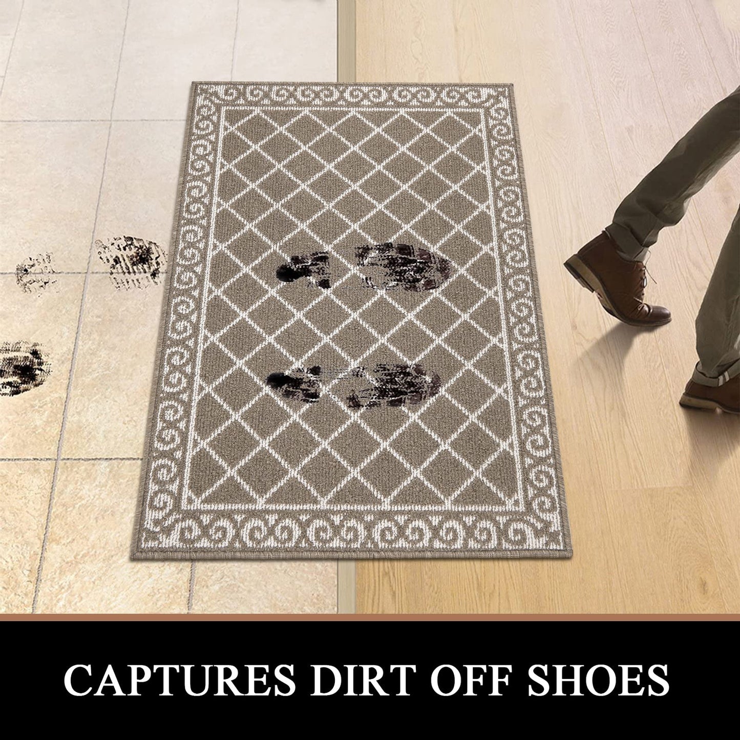 HEBE Indoor Door Mat 32"x48" Non Slip, Washable Welcome Mats for Front Door Entrance, Low Profile Dirt Trapper Doormat Entry Carpet for Entryway, Kitchen, Bathroom