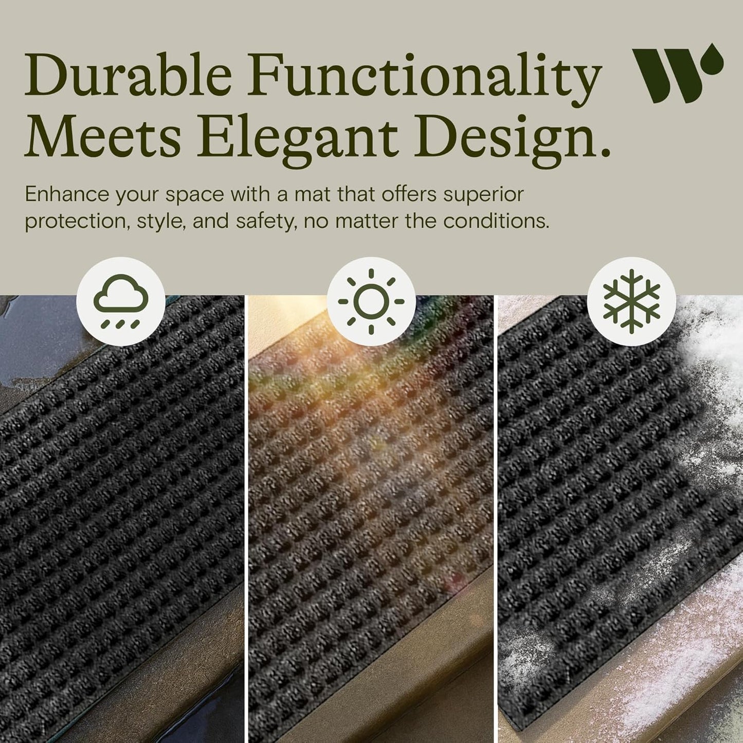 WaterHog Squares Stair Treads Indoor Ourdoor Stairs, Absorbent All-Weather Stair Runner with Rubber Backing, Dirt & Moisture Trapper, Easy Clean Mat, Made in USA, 8.5"x30", 4pcs, Charcoal