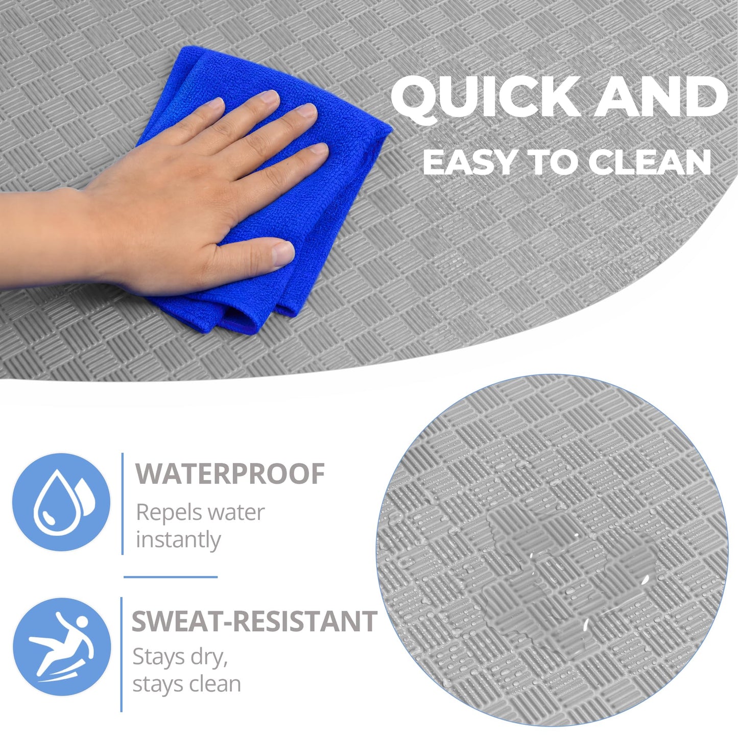 HulkFit Puzzle Exercise Mat, 1 Inch EVA Interlocking Foam Floor Tiles Workout Mat for Home Gym Equipment, MMA, Gymnastics, Shock-Absorbing Workout Mat for Garage Flooring and Apartments, 6 Tiles