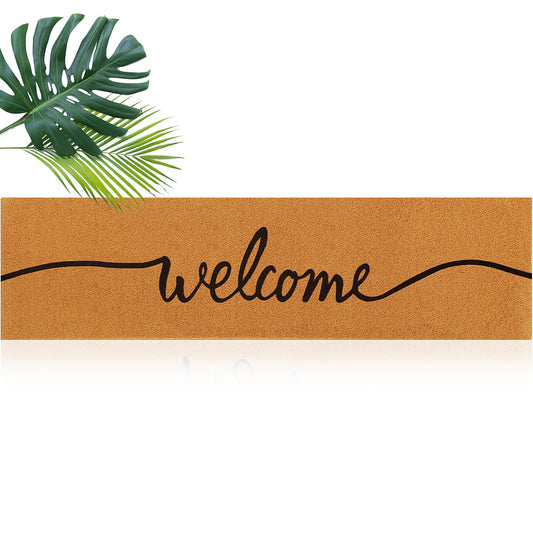 Honeydak 60" x 16" Extra Long Front Door Mat, Non Slip Large Outdoor Rug for Double Doors, Oversized Entrance Faux Coir Summer Welcome Mat for Porch Entryway Patio Decorative(Welcome)