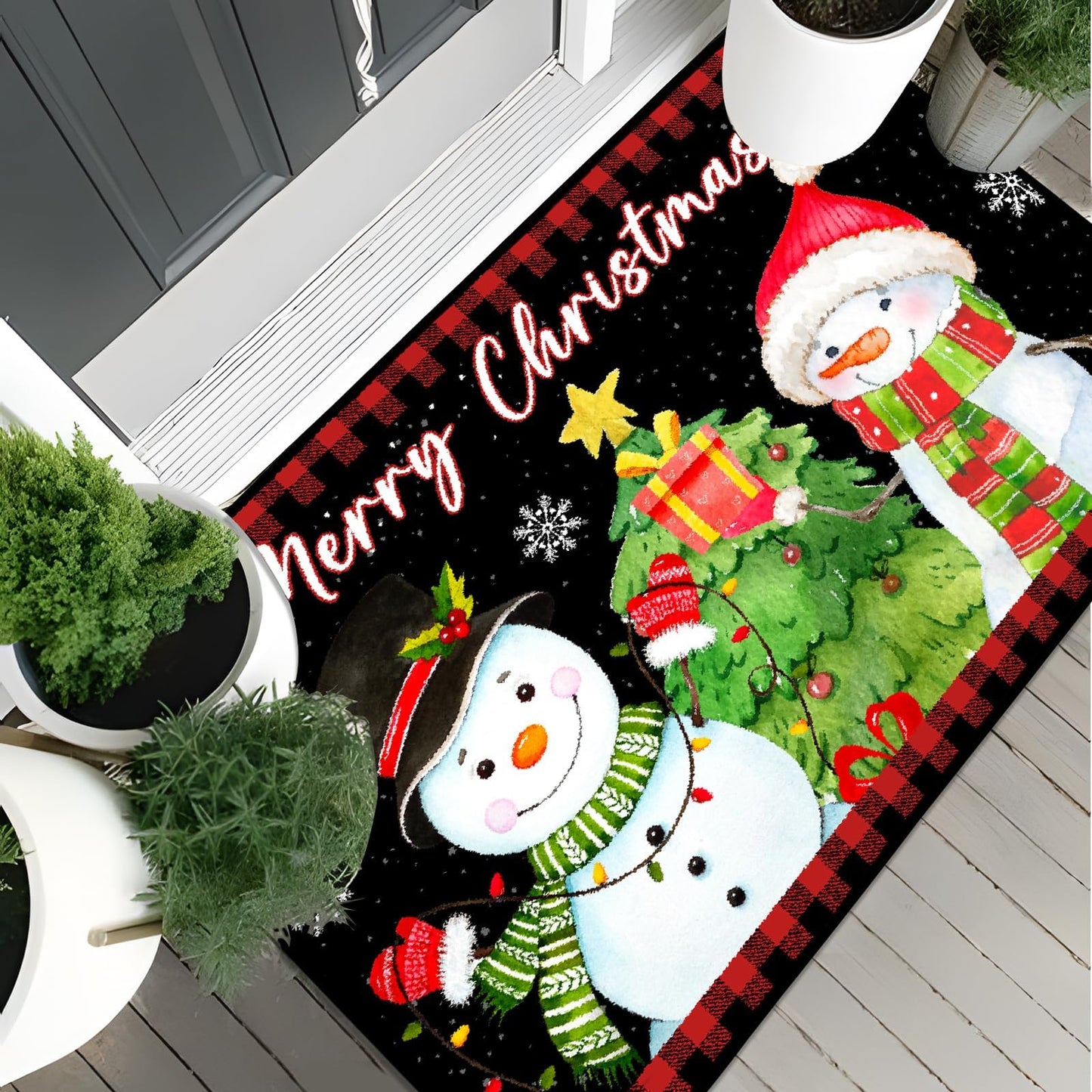 Svepndic 32"x47" Merry Christmas Decorative Doormat Indoor Mat Welcome Floor Mat Non Slip Blanket,Washable Entrance Door Mats,Low Profile Winter Christmas Door Mat