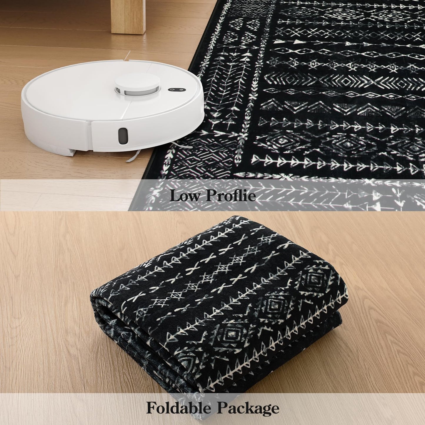Zealude Boho Black and White 5x7 Area Rugs for Living Room, Large Washable Rug for Bedroom Dining Room, Moroccan Geometric Distressed Throw Carpet for Entryway Kitchen Playroom Office(5 x 7,Black)