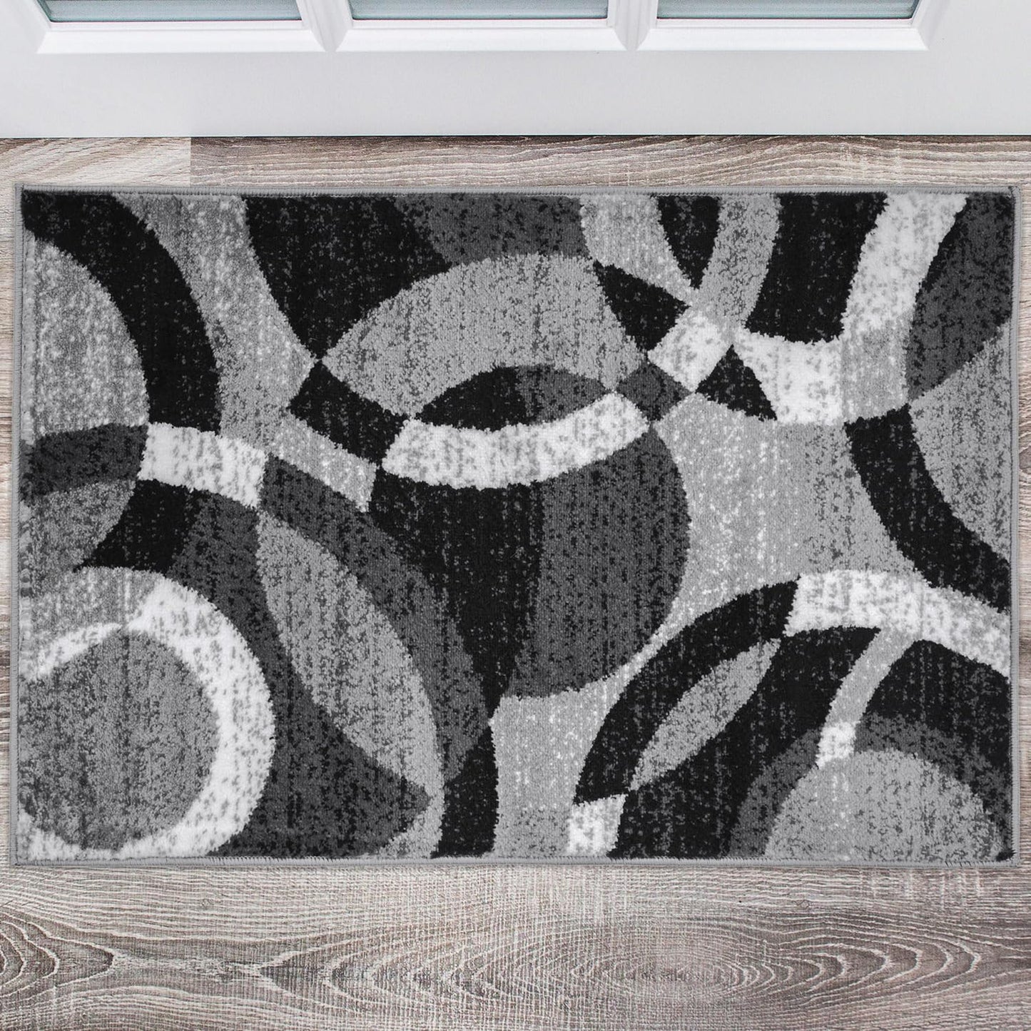 Rugshop Contemporary Abstract Circles Perfect for high Traffic Areas of Your Living Room,Bedroom,Home Office,Kitchen Area Rug 2' x 3' Gray