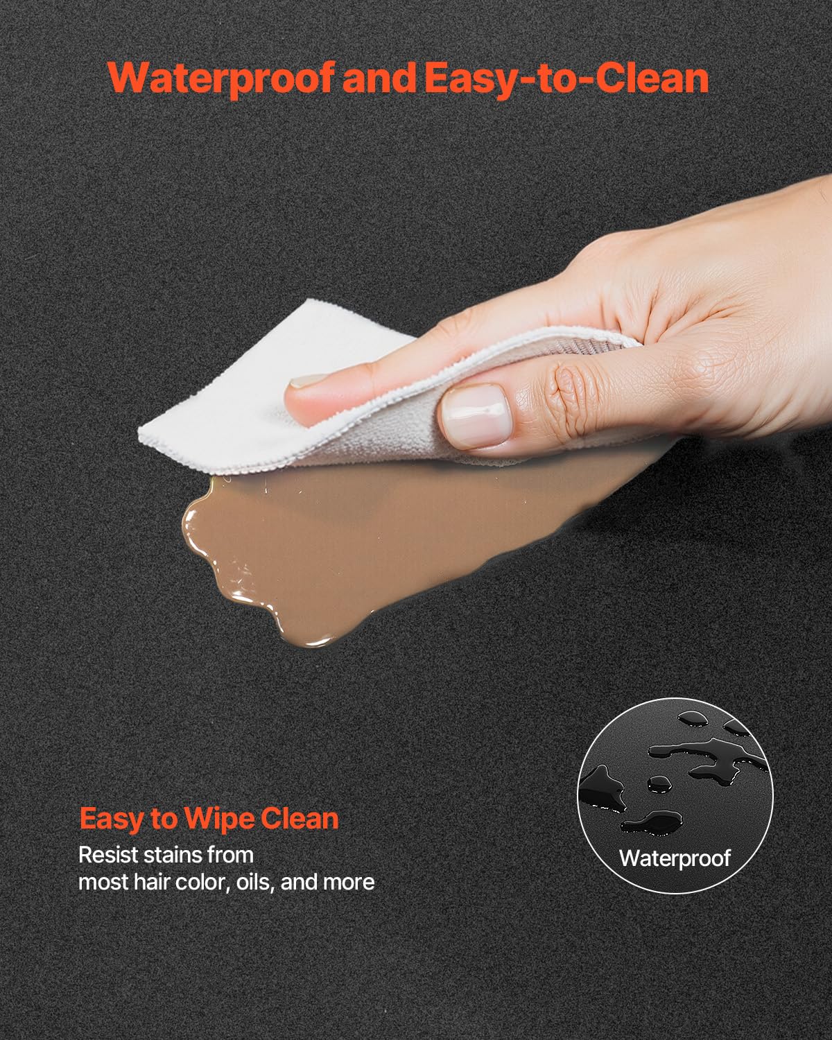 VEVOR Salon Mat for Hair Stylist, 3 x 5 FT Semi-Circle Salon Chair Mat, 1/2-inch Thickened Anti Fatigue Barber Shop Floor Mat with Round Cut Out, Easy-to-Clean PVC Surface & Anti-Trip Beveled Edges