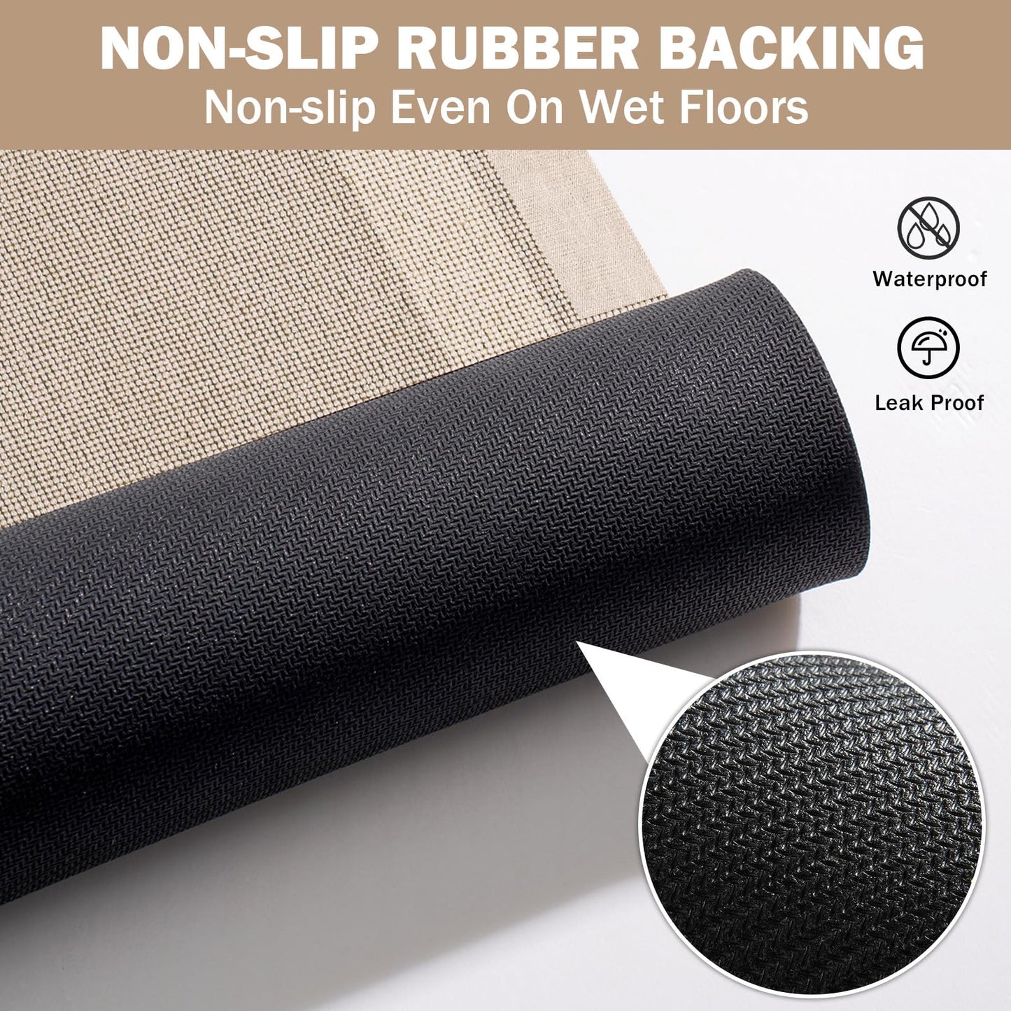 YDKGL Non Slip Bath Mat, Rubber Backing Ultra Thin Bathroom Rugs Fit Under Door Quick Dry Super Absorbent Washable Bath Rug Shower Mat for Bathroom Floor Bathtub Shower Sink, Easy Care Beige 16"x 24"