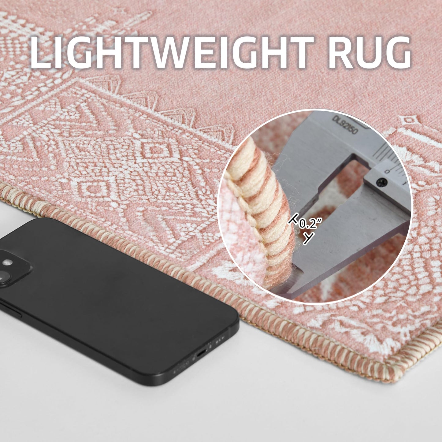 NICETOWN 2x3 Pink Rug for Entrance - Non Slip Modern Entryway Carpet Foladable Non-Resistant Oriental Medallion Mat for Entrance Kitchen Laundry Bathroom Bedroom