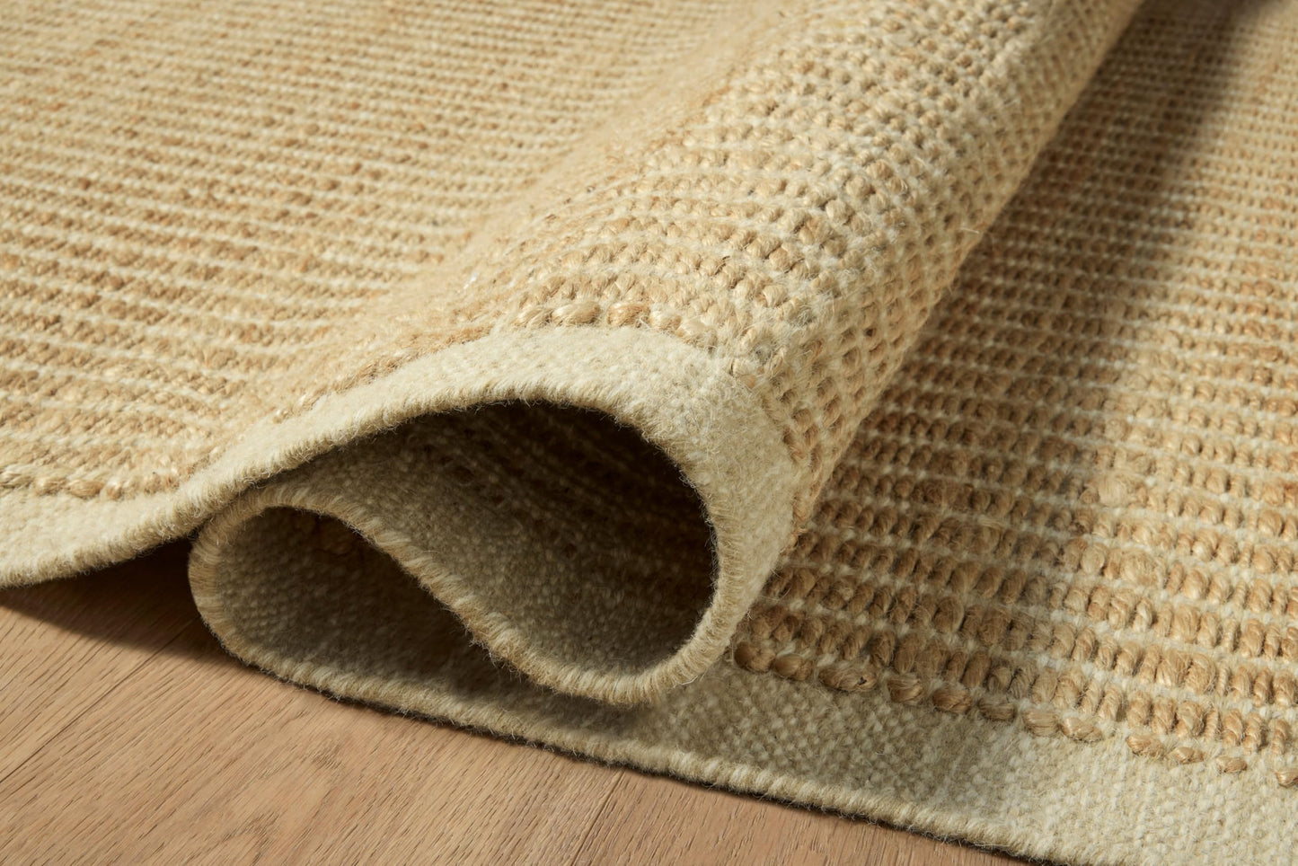 Loloi Amber Lewis Lilah Collection LIH-01 Natural/Antique Ivory 3'-6" x 5'-6" Accent Rug Jute, Wool, Cotton, Neutral, Living, Bedroom, Dining, Rug
