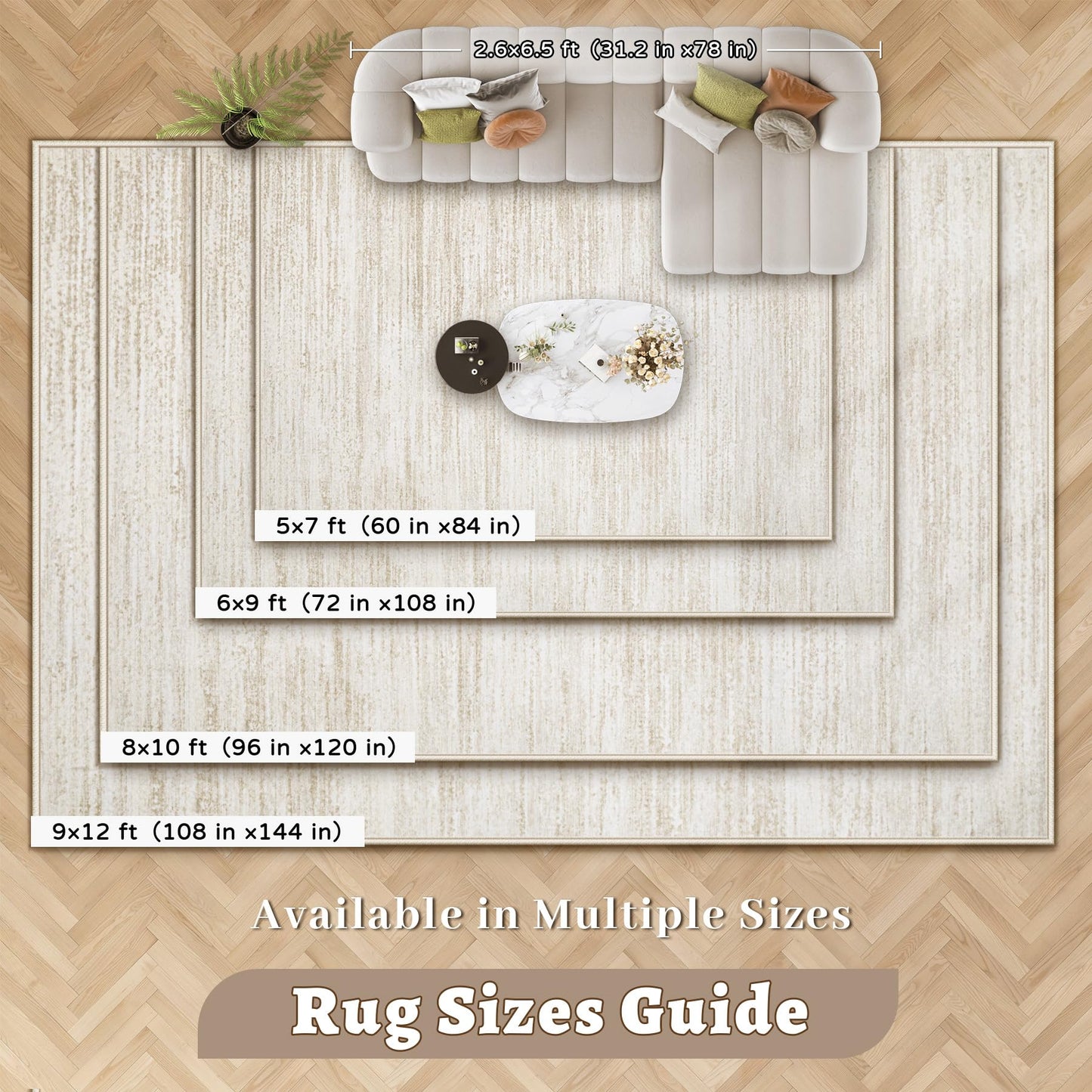 Area Rug 6x9 Living Room Rugs: Washable Modern Rug Non-Slip Soft Rugs Stain Resistant Printed Rug Indoor Carpet for Bedroom Kitchen Dining Room Nursery Home(Beige, 6'x9')