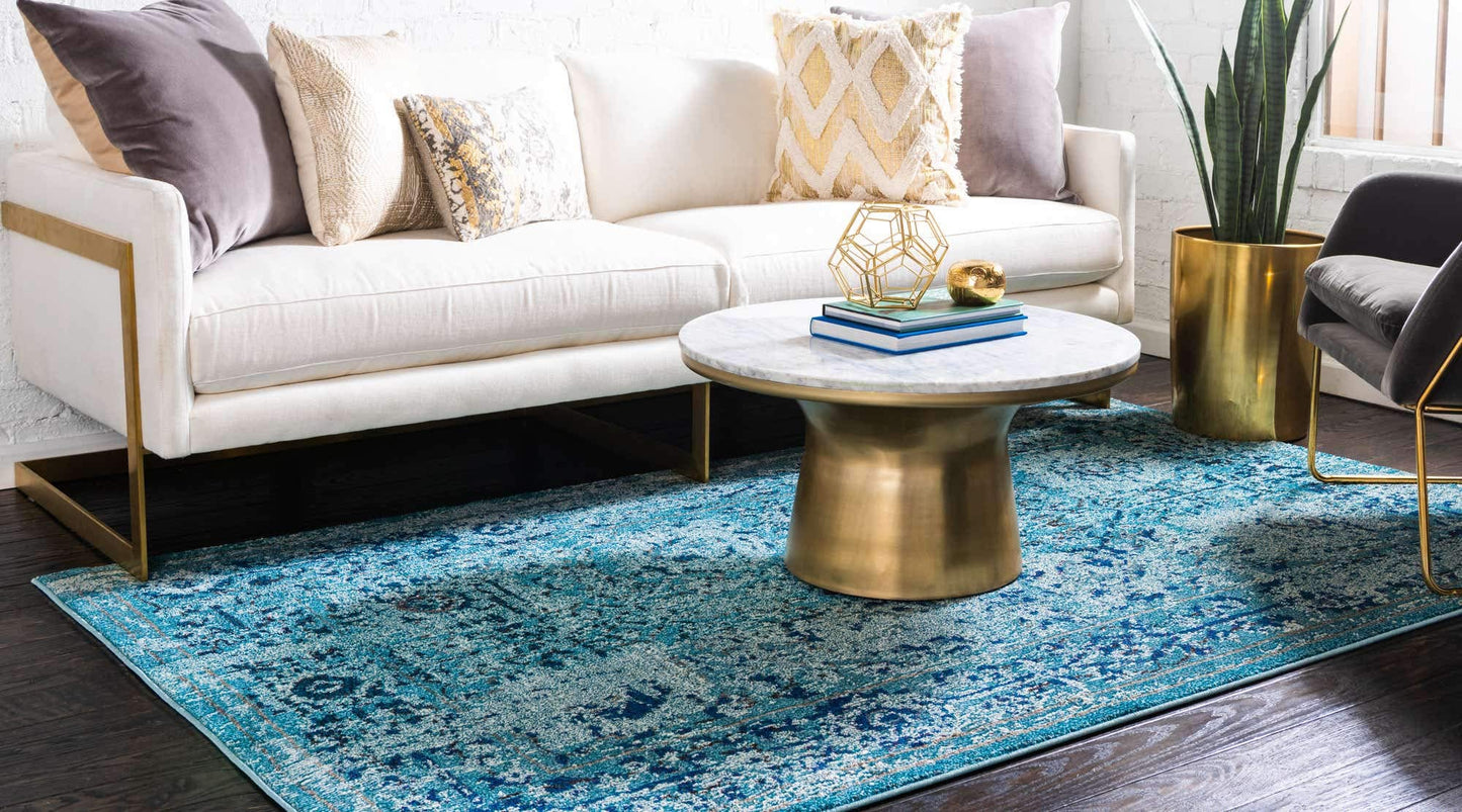 Unique Loom Medici Collection Vintage Botanical Traditional Light Blue Area Rug (4' 0 x 6' 0)